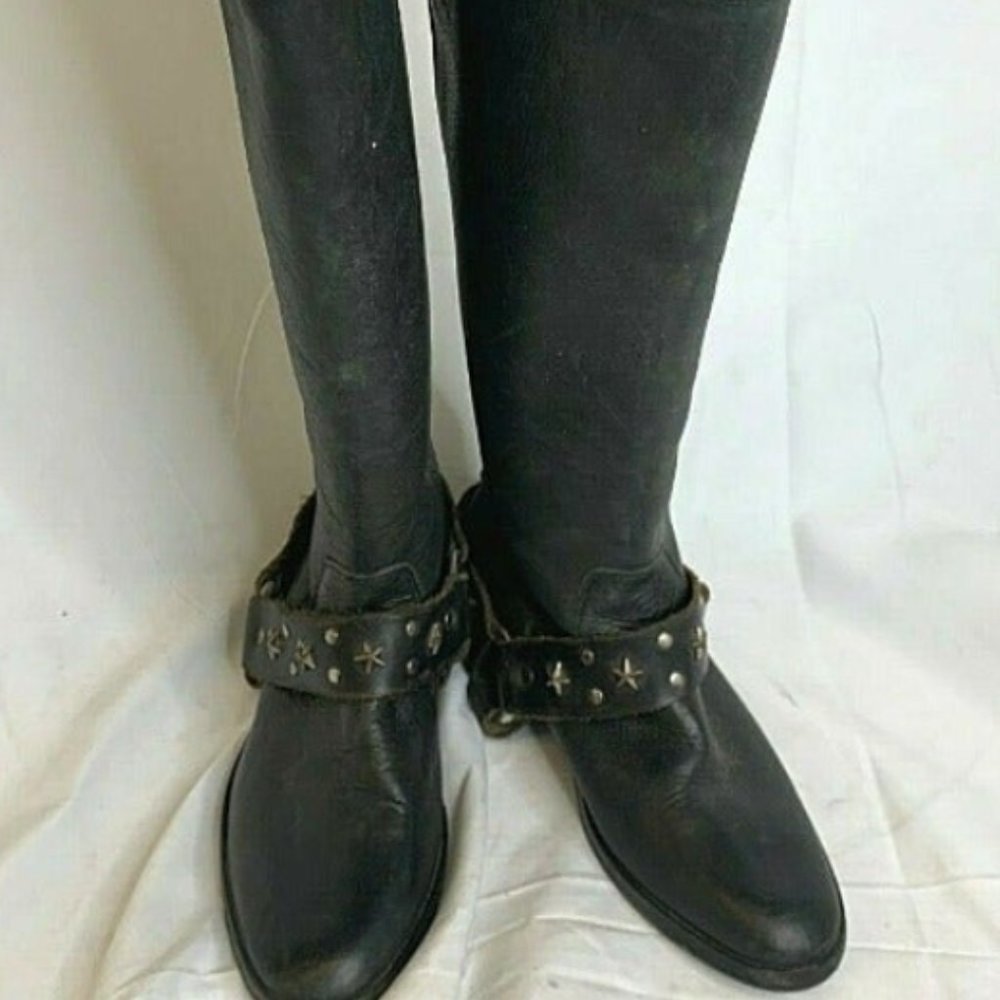 Golden Goose Women's Leather Riding Boots, Black Size 36